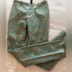 Paisley Chino Pants in Teal and Cream